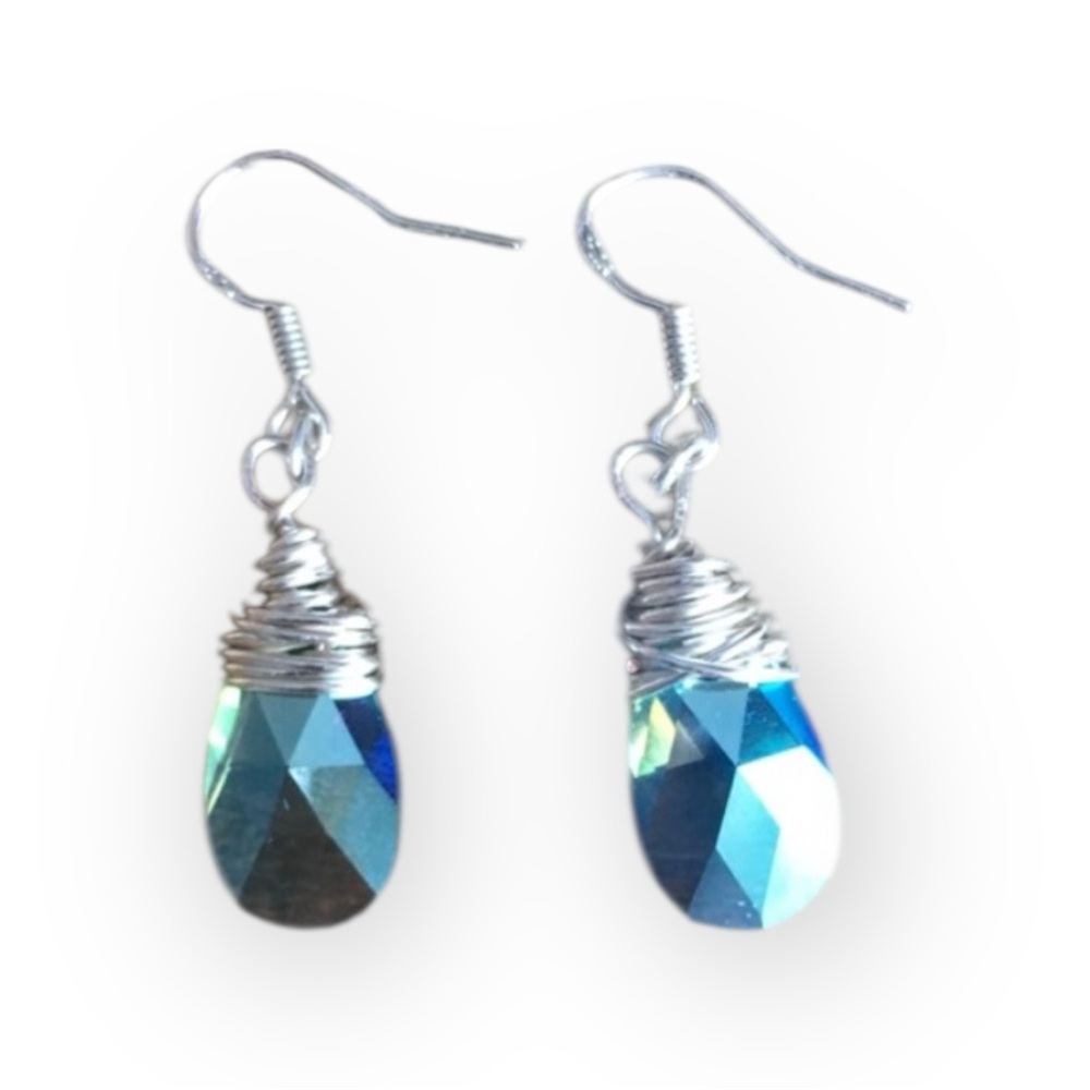 Handmade Genuine Swarovski Crystal Earrings- Blue